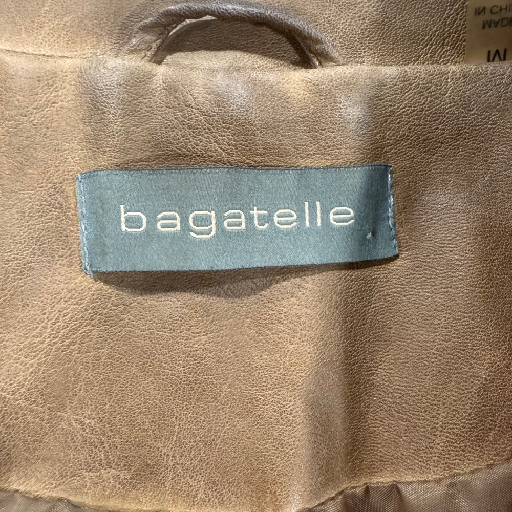 Bagatelle Brown Faux Leather Moto Jacket Women's M Asymmetrical Zip - Picture 10 of 11